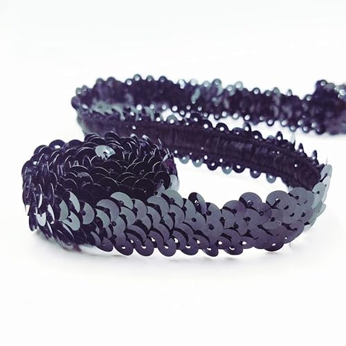 2cm* 25m Pailletten Bänder, Glänzendes Geflochten Zierband Pailletten Trim Paillettenborte Pailletten Band Paillettenbesatz für DIY Nähen Handwerk Tanzbekleidungen Armband Dekorationen -Schwarz von SYSUII