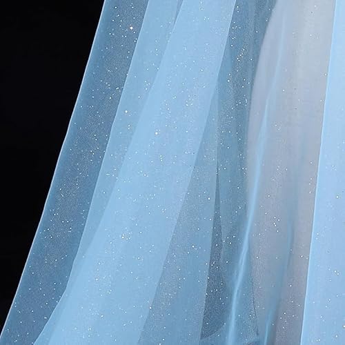 300cm*160cm Organza Stoffe zum Nähen Meterware,Dekostoff Kostümstoff zum Nähen Leichter Glanz Glitzer Organza Tüllstoff Für Kleidung Dekoration Gardine Vorhänge Tischdecken Deko Schals -Blau von SYSUII