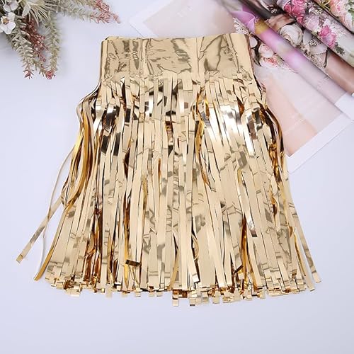 5 Stück Lametta Girlande Metallic Folie Fringe Champagner Gold Party Deko Girlanden Weihnachten Fransengirlande Raum Dekoration Partydeko Hängende Lametta Fringe Banner für Hochzeit Geburtstag Zimmer von SYSUII