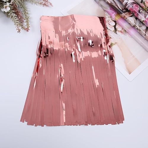 5 Stück Lametta Girlande Metallic Folie Fringe Rose Gold Party Deko Girlanden Weihnachten Fransengirlande Raum Dekoration Partydeko Hängende Lametta Fringe Banner für Hochzeit Geburtstag Zimmer von SYSUII