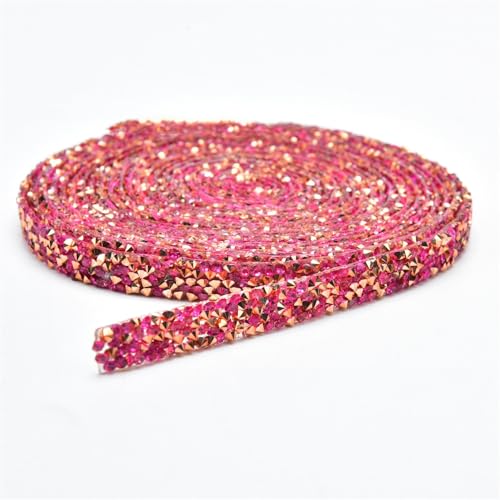 5 Yard * 1.5cm Kristall Strass Band Diamant Strass Band Bling Bänder Rolle Bling Strassband Harz Strass Aufkleber für Hochzeit Dekoration DIY Kunsthandwerk Auto Telefon Dekoration -Gold Rosa von SYSUII