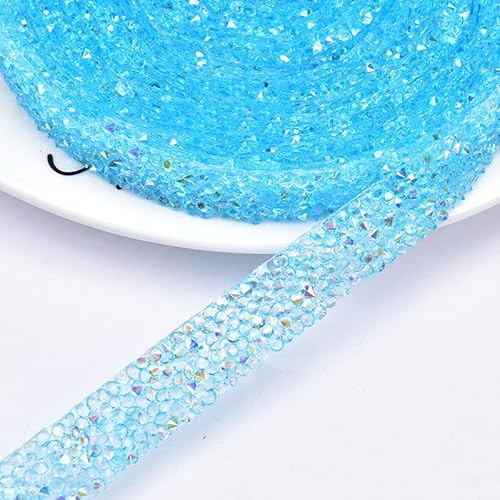 5 Yard * 1cm Kristall Strass Band Diamant Strass Band Bling Bänder Rolle Bling Strassband Harz Strass Aufkleber für Hochzeit Dekoration DIY Kunsthandwerk Auto Telefon Dekoration -Blau Bunt von SYSUII