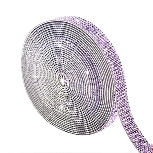 5 Yards Strass Selbstklebendes Band Kristall Diamant Aufkleber Harz Diamant Band DIY Bling Selbstklebende Aufkleber Strassband für DIY Hochzeit Geburtstag Party Handwerk Telefon -Lila von SYSUII