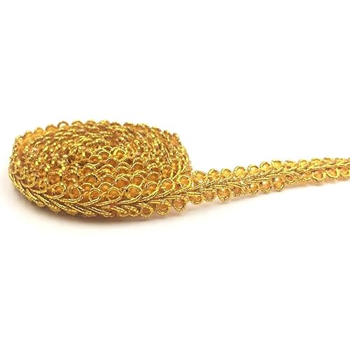 50 Meter Geflochten Zierband Borte aus Dekoband 0.8cm Breite Braid Spitzenbesatz Nähen Spitzenband Geschenkband Spitzenborte Schnur Kordelband Nähen Handwerk Hochzeit Deko Haus Dekoration-Gold von SYSUII