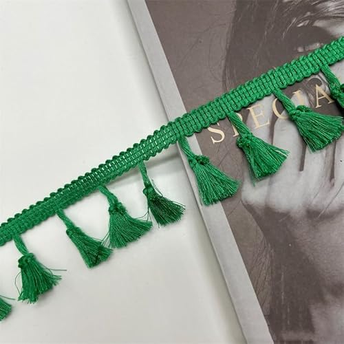 SYSUII 50 Yards Quaste Trim Quasten Fransen 40mm breit Spitzenborte Fransenband Spitzenband Bommelborte Fransenbesatz Zierborrte NäHen Handwerk Vorhang Kleidung DIY NäHen ZubehöR Dekoration -grüne von SYSUII