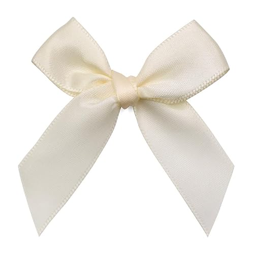 SYSUII 500 Stück Mini Satinband Schleifen, 4.5cm Satin Band Deko Schleifen Mini-Schleifen Klein Satin Band Schleife für Nähen,Scrapbooking,DIY Basteln Hochzeit Valentinstag Geschenkschleifen -Beige von SYSUII