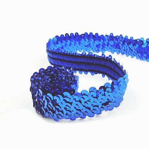 5M*30mm Paillettenband Glänzendes Zierband Paillettenband Glitzer Borte aus Dekoband Zierband FüR Diy NäHen KostüMe Handwerk Verzierungen Kleidung Kleid Dekoration Schmuckherstellung-Dunkelblau von SYSUII