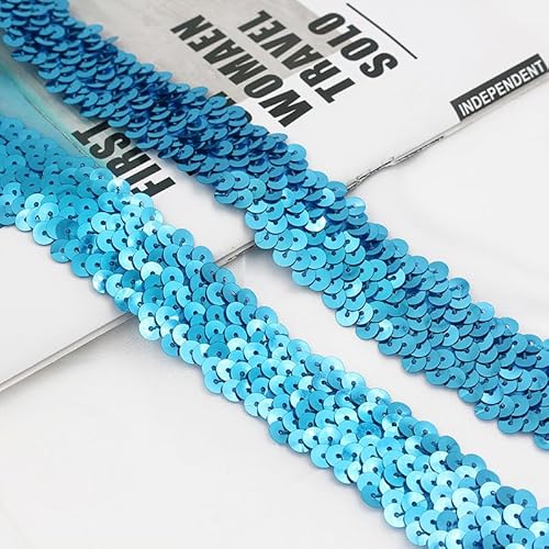 5M*30mm Paillettenband Glänzendes Zierband Paillettenband Glitzer Borte aus Dekoband Zierband FüR Diy NäHen KostüMe Handwerk Verzierungen Kleidung Kleid Dekoration Schmuckherstellung-hellblau #2 von SYSUII