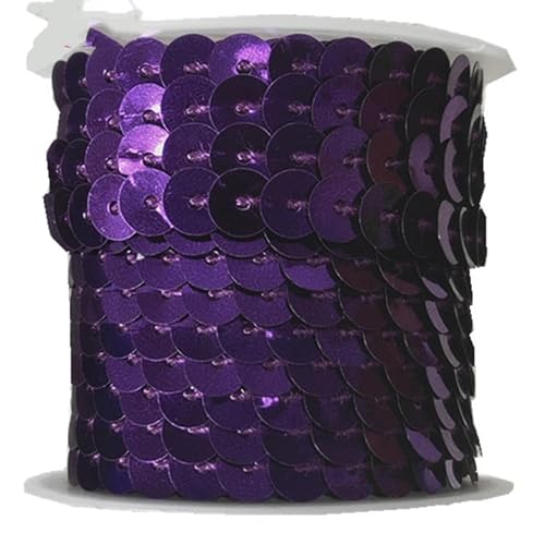 5M Paillettenband Elastische Pailletten Trim 6mm Pailletten Bänder Flache Glitzerband Borten Stretch Bling Paillettenborte für Kleid Dekorieren Diy Handwerk Nähen Schmuck Machen Basteln-dunkellila von SYSUII