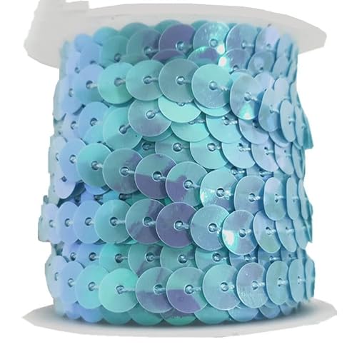 5M Paillettenband Elastische Pailletten Trim 6mm Pailletten Bänder Flache Glitzerband Borten Stretch Bling Paillettenborte für Kleid Dekorieren Diy Handwerk Nähen Schmuck Machen Basteln-hellblau von SYSUII