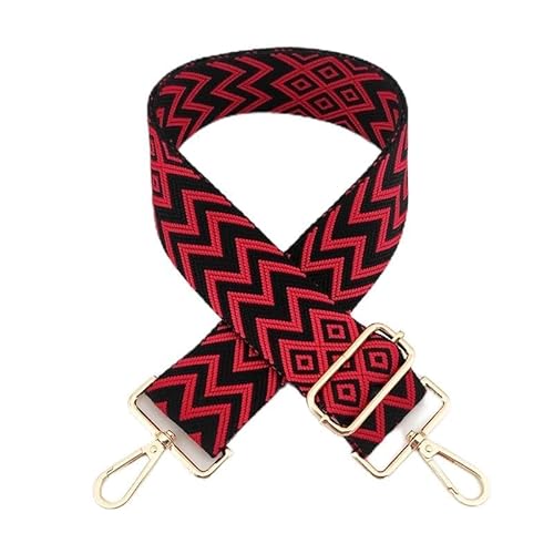 75-130cm Einstellbar Breit 5cm Schulterriemen Boho-Stil Taschengurt für Damen Herren, Mädchen DIY Zubehör für Tasche mit Goldnem Karabinerhaken DIY Taschenherstellung für Handtaschen Schwarz Rot von SYSUII