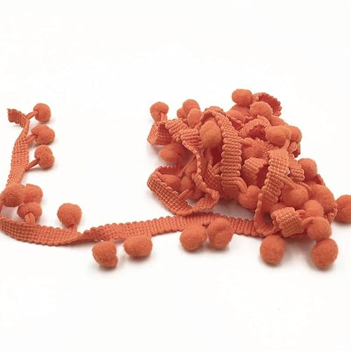 Bommel Borte 12 mm Breite 20m Länge Pom Poms Bälle Fransenbesatz Ball Trim Fransen Mini Pompoms zum Basteln Bommelborte zum Nähen DIY-Zubehör Für Handwerk Nähen Home Party Dekoration -Orange Rot von SYSUII