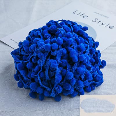 Pomponborte 20m Rainbow Pom Bommelband Bommel Fringe Pompoms Bunt Bastel-Nähband Pom Poms Quaste Spitze Trimm Ball Fransen für Kleidung Kissen Vorhänge Heimwerker-Nähzubehör -Blau von SYSUII