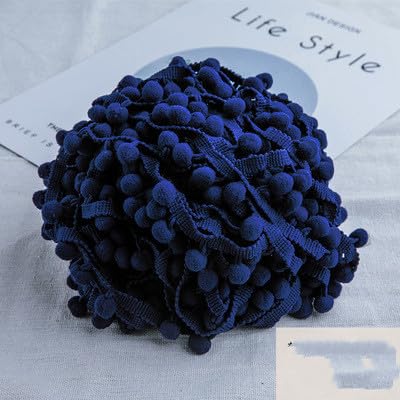 Pomponborte 20m Rainbow Pom Bommelband Bommel Fringe Pompoms Bunt Bastel-Nähband Pom Poms Quaste Spitze Trimm Ball Fransen für Kleidung Kissen Vorhänge Heimwerker-Nähzubehör -Navy blau von SYSUII