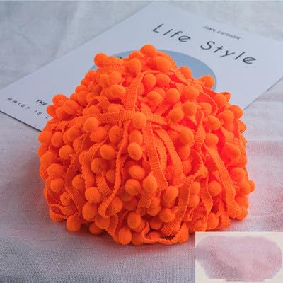 Pomponborte 20m Rainbow Pom Bommelband Bommel Fringe Pompoms Bunt Bastel-Nähband Pom Poms Quaste Spitze Trimm Ball Fransen für Kleidung Kissen Vorhänge Heimwerker-Nähzubehör -Orange#2 von SYSUII