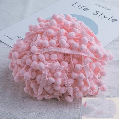 Pomponborte 20m Rainbow Pom Bommelband Bommel Fringe Pompoms Bunt Bastel-Nähband Pom Poms Quaste Spitze Trimm Ball Fransen für Kleidung Kissen Vorhänge Heimwerker-Nähzubehör -Rosa von SYSUII