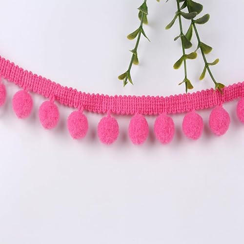 SYSUII Pomponborte zum Nähen 20m Dekoband Mit Bommeln Bälle Fransenborte Zierband Dekoborte Nähzubehör Pom Poms Quaste Bommelborte für DIY Handwerk Dekorieren Für Kleid Schal Hut Vorhang-Rosa # von SYSUII