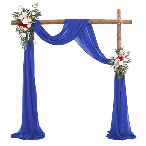 Querbehang Freihanddeko,1 Stück 75*600cm Chiffon Tüll Foto Hintergrund Vorhang Hochzeitsbogen Drapierung Stoff Freihanddeko Dekoration für Hochzeit Fotografie Party Geburtstag Taufe -Navy blau von SYSUII