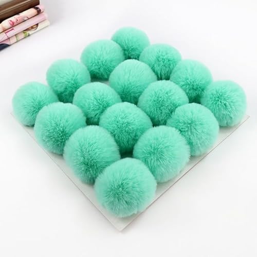 SYSUII 10 Stück 6cm Kunstfell Pompon Fellbommel Kunstfell Bommel Pompon Pom Ball DIY Fell Pom Poms für Damen Mädchen Mützen Beanies Tasche Weihnachtsdekoration Schlüsselanhänger Dekoration -Grün von SYSUII