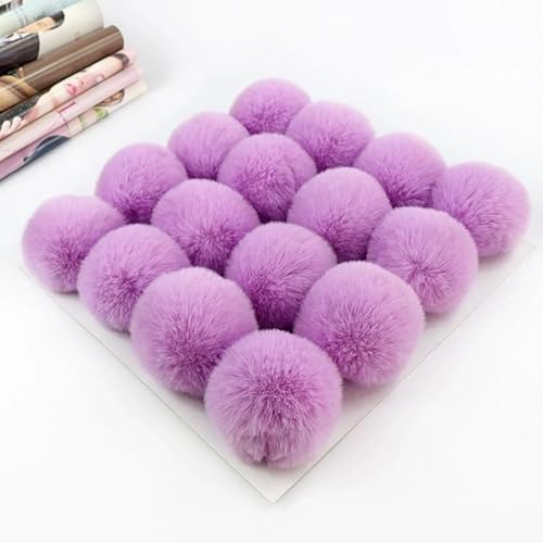 SYSUII 10 Stück 6cm Kunstfell Pompon Fellbommel Kunstfell Bommel Pompon Pom Ball DIY Fell Pom Poms für Damen Mädchen Mützen Beanies Tasche Weihnachtsdekoration Schlüsselanhänger Dekoration -Lila von SYSUII