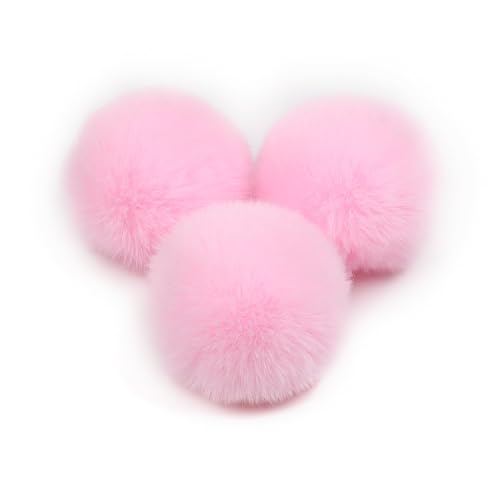 SYSUII 10 Stück 6cm Kunstfell Pompon Fellbommel Kunstfell Bommel Pompon Pom Ball DIY Fell Pom Poms für Damen Mädchen Mützen Beanies Tasche Weihnachtsdekoration Schlüsselanhänger Dekoration -Rosa #3 von SYSUII