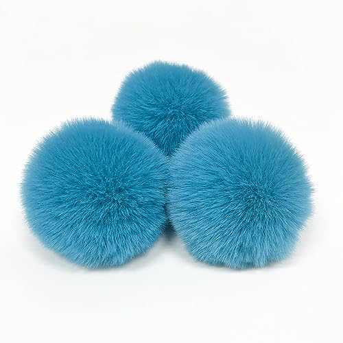 SYSUII 10 Stück Kunstfell Bommel 7cm Kunstfell Fellbommel Pompon Pom Ball DIY Fell Pom Poms für Damen Mädchen Tasche Mützen Anhängern Dekoration Schlüsselanhänger Charms Strickmütze Zubehör -Blau #2 von SYSUII