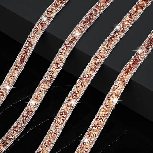 SYSUII 10 Yard * 1cm Diamant Strassband, Selbstklebende kristall Strass Diamant Band Strasssteine Band Glitzersteine DIY Dekoration Aufkleber für Kunst Handwerk Hochzeit Geburtstag Deko -Rose Gold von SYSUII