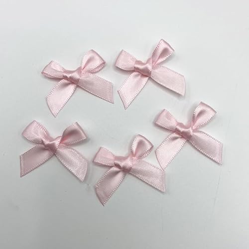 SYSUII 100 STK Mini Satinband Schleifen 3.5CM*3.2CM Mini Satin Schleifen Bowknot Klein Satin Band Bögen aus Polyester für Hochzeit Deko Karten DIY Basteln Handwerk Geschenkverpackungen -Rosa von SYSUII