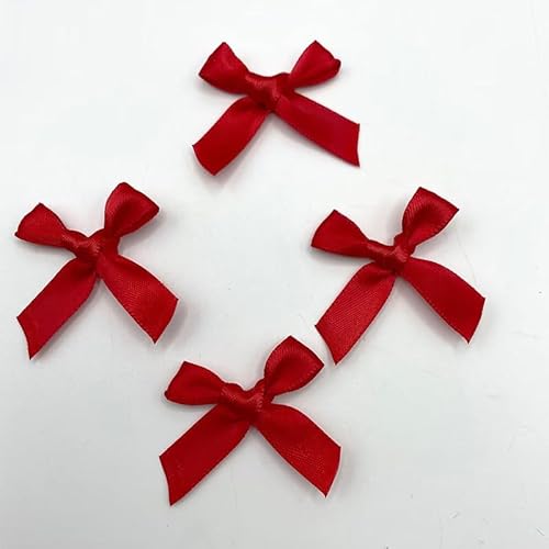 SYSUII 100 STK Mini Satinband Schleifen 3.5CM*3.2CM Mini Satin Schleifen Bowknot Klein Satin Band Bögen aus Polyester für Hochzeit Deko Karten DIY Basteln Handwerk Geschenkverpackungen -Rot von SYSUII