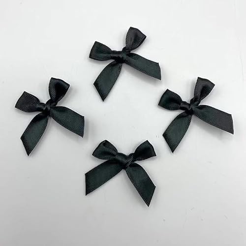 SYSUII 100 STK Mini Satinband Schleifen 3.5CM*3.2CM Mini Satin Schleifen Bowknot Klein Satin Band Bögen aus Polyester für Hochzeit Deko Karten DIY Basteln Handwerk Geschenkverpackungen -Schwarz von SYSUII