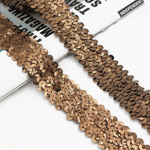 SYSUII 10M*30mm Paillettenband Glänzendes Zierband Paillettenband Glitzer Borte aus Dekoband Zierband FüR DIY NäHen KostüMe Handwerk Verzierungen Kleidung Kleid Dekoration Schmuckherstellung-Kaffee von SYSUII