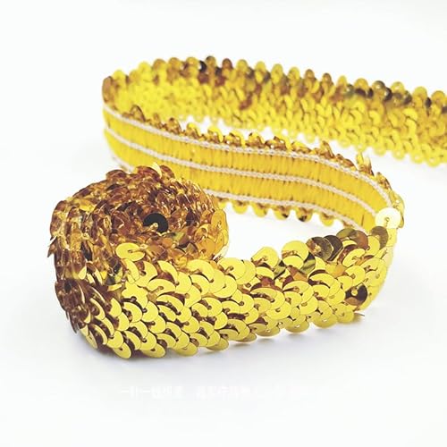 SYSUII 10M*30mm Paillettenband Glänzendes Zierband Paillettenband Glitzer Borte aus Dekoband Zierband FüR DIY NäHen KostüMe Handwerk Verzierungen Kleidung Kleid Dekoration Schmuckherstellung-Gold # von SYSUII