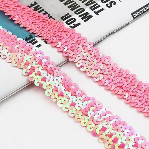 SYSUII 10M*30mm Paillettenband Glänzendes Zierband Paillettenband Glitzer Borte aus Dekoband Zierband FüR DIY NäHen KostüMe Handwerk Verzierungen Kleidung Kleid Dekoration Schmuckherstellung-Pink von SYSUII