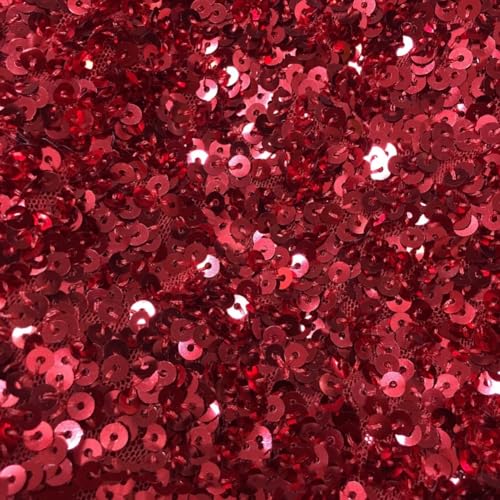 SYSUII 110cm * 1 Yard Pailletten-Stoff Meterware Sparkly Stoff glitzernder Stoff Hochzeitszubehör Sparkly Stoff für DIY handgemachte Kleidung Hochzeit DIY Tisch Tutu Rock Nähen Party -Rot #1 von SYSUII