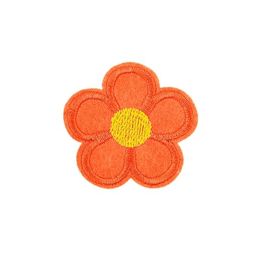 SYSUII 12 Stück Patches zum Aufbügeln Blumen Flicken zum Aufbügeln -Bestickte Aufnäher Applikationsflicken Kleidungsreparatur DIY Blumenflicken für Jeans Jacken Hüte Taschen, Dekoration -Orange von SYSUII