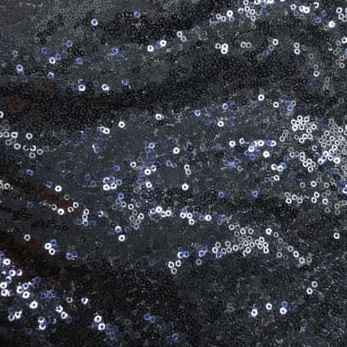 SYSUII 135cm * 1m Paillettenstoff Sparkly Stoff glitzernder Stoff Dekostoff Kostümstoff zum Nähen Stoff Tüll Pailletten-Stoff für Hochzeit Kleid Dekoration DIY Tisch Tutu Rock Party Deko - Dunkelblau von SYSUII