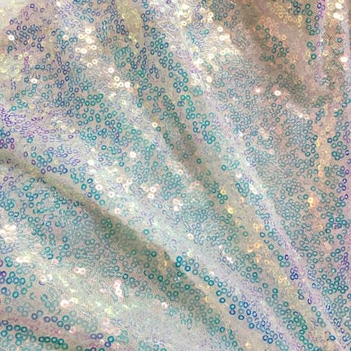 SYSUII 135cm * 1m Paillettenstoff Sparkly Stoff glitzernder Stoff Dekostoff Kostümstoff zum Nähen Stoff Tüll Pailletten-Stoff für Hochzeit Kleid Dekoration DIY Tisch Tutu Rock Party Deko - Blau Gelb von SYSUII