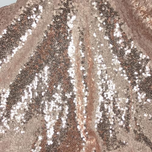 SYSUII 135cm * 1m Paillettenstoff Sparkly Stoff glitzernder Stoff Dekostoff Kostümstoff zum Nähen Stoff Tüll Pailletten-Stoff für Hochzeit Kleid Dekoration DIY Tisch Tutu Rock Party Deko - Rose Gold von SYSUII