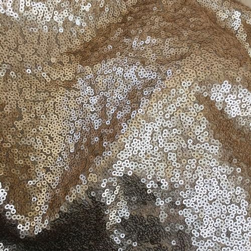 SYSUII 135cm * 2m Paillettenstoff Sparkly Stoff glitzernder Stoff Dekostoff Kostümstoff zum Nähen Stoff Tüll Pailletten-Stoff für Hochzeit Kleid Dekoration DIY Tisch Tutu Rock Party Deko - Gold #2 von SYSUII