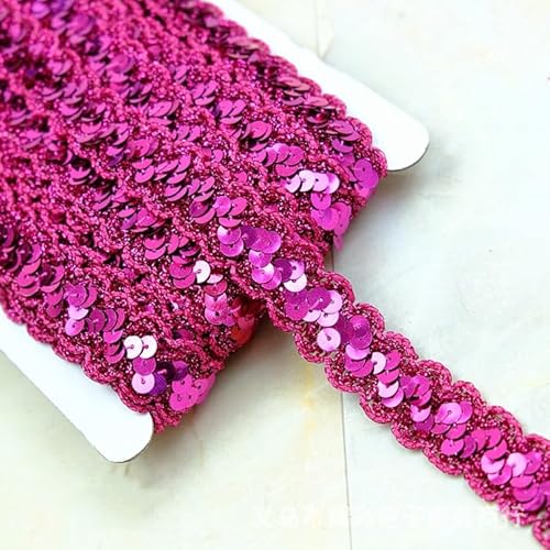 SYSUII 13M*23mm Glänzendes Geflochten Zierband Paillettenband Paillettenschnur Dekoratives Accessoire Glitzer Borte Aus Dekoband FüR DIY NäHen KostüMe Handwerk Verzierungen Schmuckherstellung-rose von SYSUII