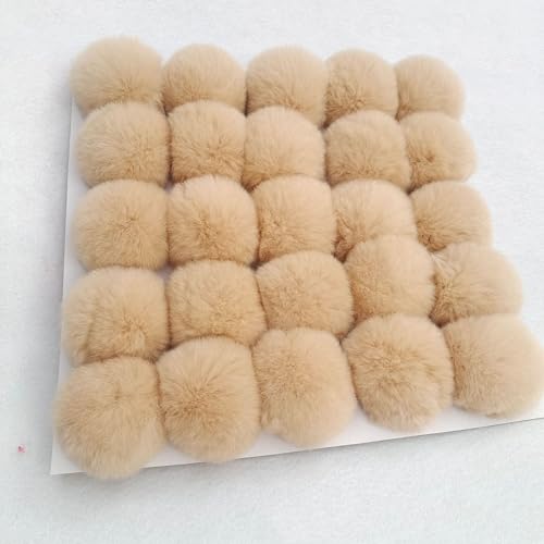 SYSUII 15 Stück 6cm Kunstfell Pompon Fellbommel Bommel Pelz Flauschigen Pompon Ball DIY Fell Pom Poms für Damen Mädchen Mützen Beanies Tasche Weihnachtsdekoration Schlüsselanhänger Dekoration -Khaki von SYSUII