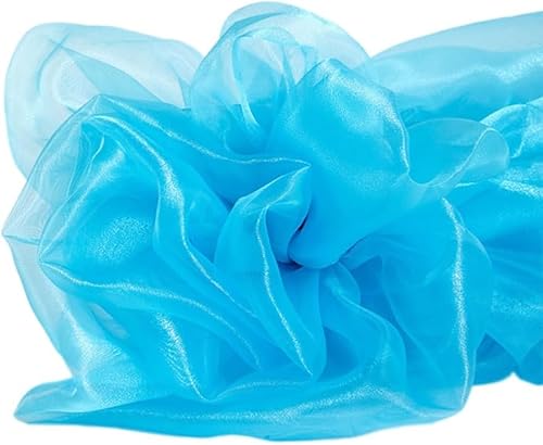 SYSUII 150cm*3m Organza Stoffe zum Nähen Glanz Glitzer Garn Tüll Stoffe Kostümstoff zum Dekorieren Basteln für Gardine Vorhänge Tischdecken Deko Schals DIY Tutu Rock Hochzeitskleid -Seeblau von SYSUII