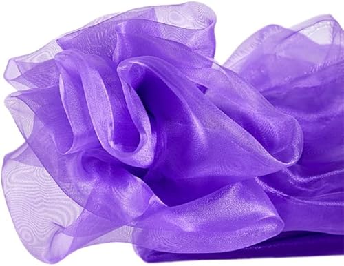 SYSUII 150cm*3m Organza Stoffe zum Nähen Glanz Glitzer Garn Tüll Stoffe Kostümstoff zum Dekorieren Basteln für Gardine Vorhänge Tischdecken Deko Schals DIY Tutu Rock Hochzeitskleid -dunkelviolett von SYSUII