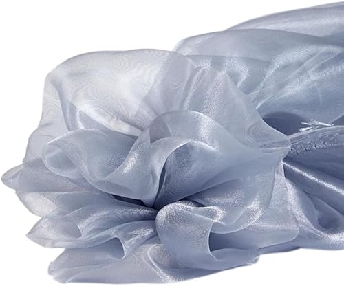 SYSUII 150cm*3m Organza Stoffe zum Nähen Glanz Glitzer Garn Tüll Stoffe Kostümstoff zum Dekorieren Basteln für Gardine Vorhänge Tischdecken Deko Schals DIY Tutu Rock Hochzeitskleid -grau von SYSUII