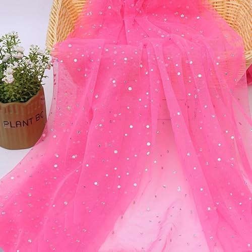 SYSUII 150cm * 3m Glitzer Tüll Dekostoff mit Pailletten Kostümstoff Durchsichtig,zum Dekorieren Basteln Netzstoff Netztüll für DIY Tutu Rock Handwerk Tischdecken Deko Geschenk Bogen -Rose von SYSUII