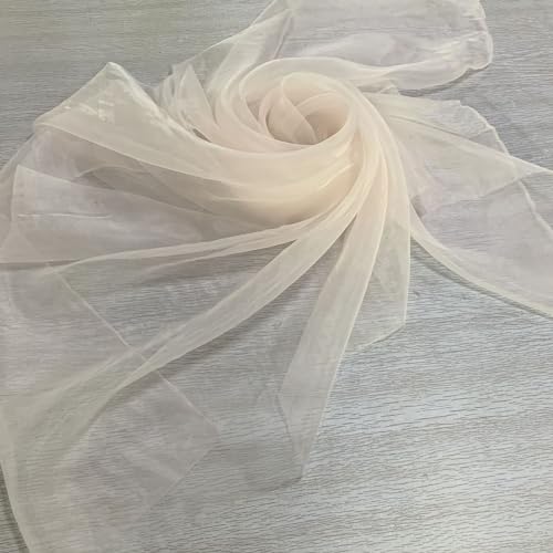 SYSUII 150cm * 3m Organza Stoffe zum Nähen -Hauch Zart, Fein, Durchsichtig Deko Leichter Glanz Stoff zum Dekorieren Basteln für Gardine Vorhänge Tischdecken Deko Schals DIY Handwerk -Beige von SYSUII