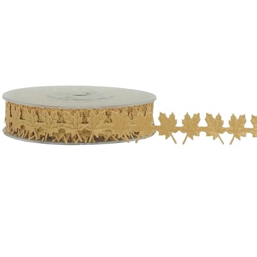 SYSUII 15m * 2cm Blatt Band Künstliches Ahornblatt Blattband Geschenkband Blatt Girlande Buchsgirlande Dekoband Zierband Bastelschnur Dekokordel für Hausgarten Hochzeit Party Dekoration -Gold von SYSUII