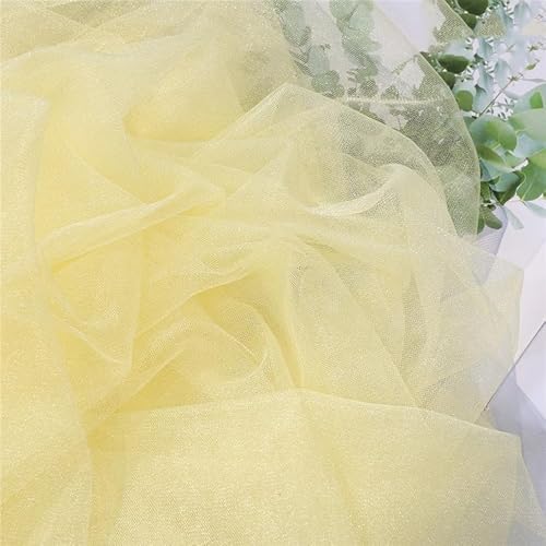 SYSUII 160cm*2m Organzastoff Sparkly Glitzer Dekostoff Kostümstoff zum Nähen Tüllstoff Glitzer Garn Tüll Deko Stoffe für Hochzeit Kleid Dekoration DIY Tisch Tutu Rock Party Deko - Gelb von SYSUII