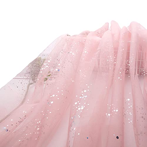 SYSUII 160cm * 3m Chiffon Glitzer Tüll Dekostoff mit kleine Pailletten Dekostoff Kostümstoff zum Nähen Durchsichtig Stoff Tüll Pailletten-Stoff für DIY Hochzeit Kleid Dekoration Tischedeko-Rosa #3 von SYSUII