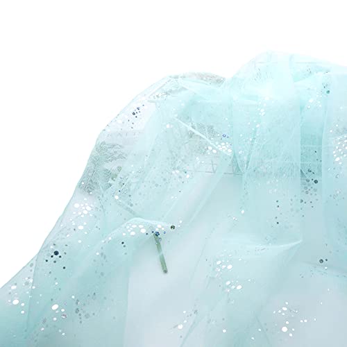 SYSUII 160cm * 3m Chiffon Glitzer Tüll Dekostoff mit kleine Pailletten Dekostoff Kostümstoff zum Nähen Durchsichtig Stoff Tüll Pailletten-Stoff für DIY Hochzeit Kleid Dekoration Tischedeko-grün von SYSUII